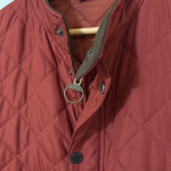 Barbour Lowerdale Quilted Gilet Vest XL Burgundy Burnt Orange Zip Lightweight - Picture 4 of 14